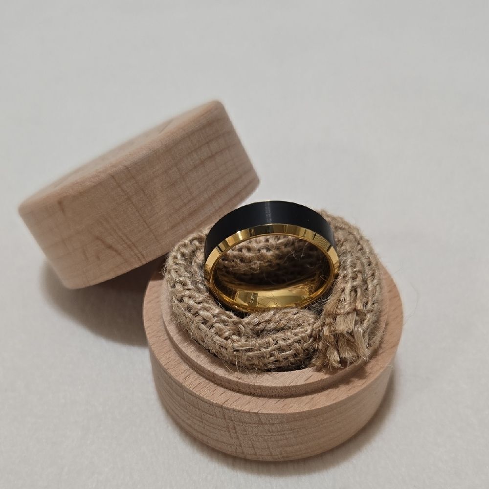 Gold and Black Tungsten Men's Ring - Picture 3 of 8